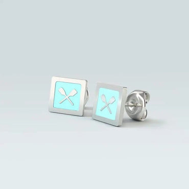 Rowing Quadrato Earrings - Strokeside Designs rowing gifts - rowing jewellery