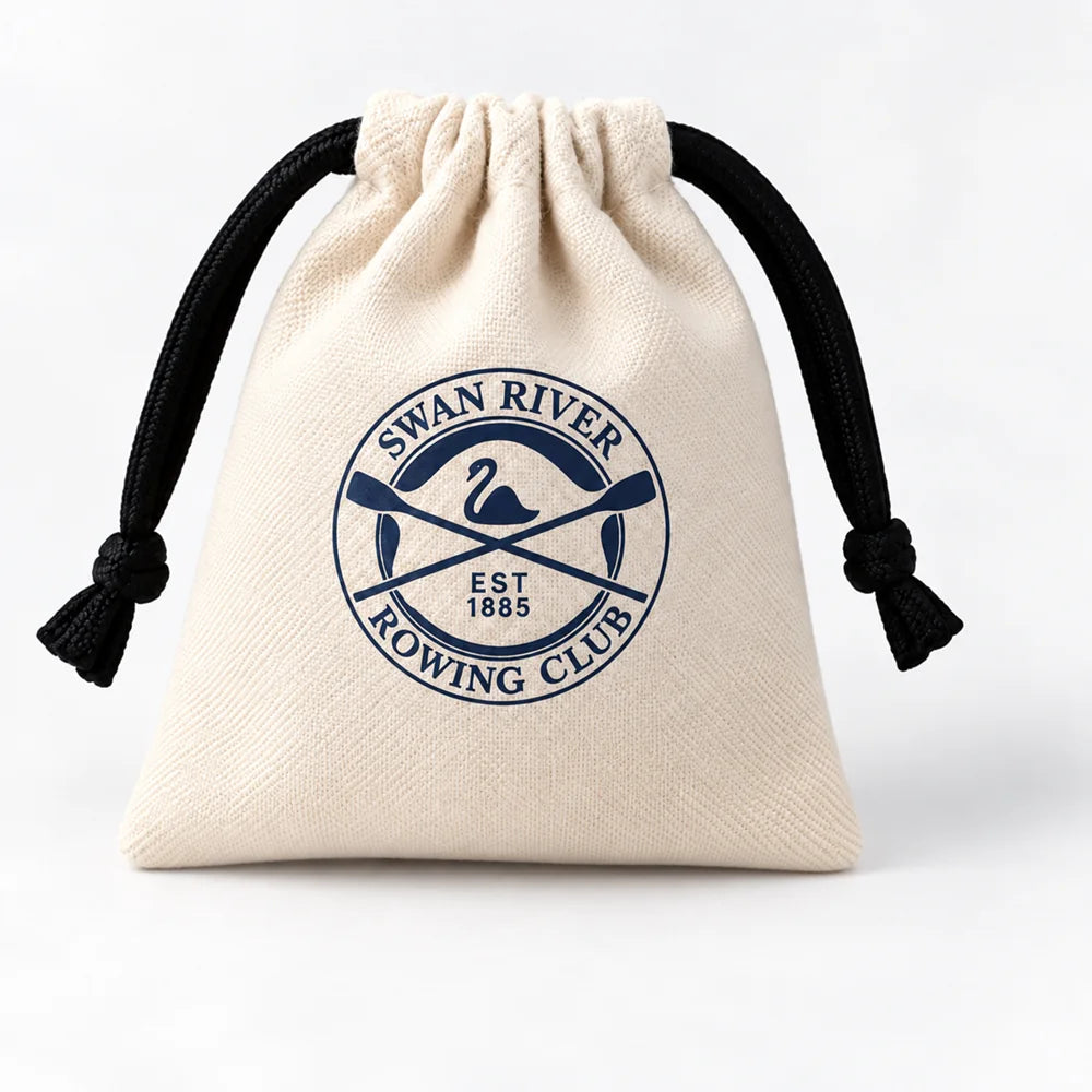 Swan River Rowing Club branded pouch for custom rowing oar keyrings