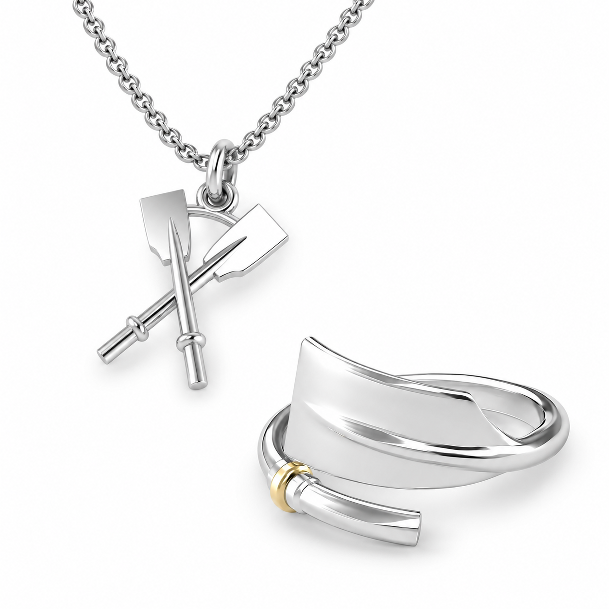 Bundle hero: Rowing Crossed Oars Necklace & Ring Set